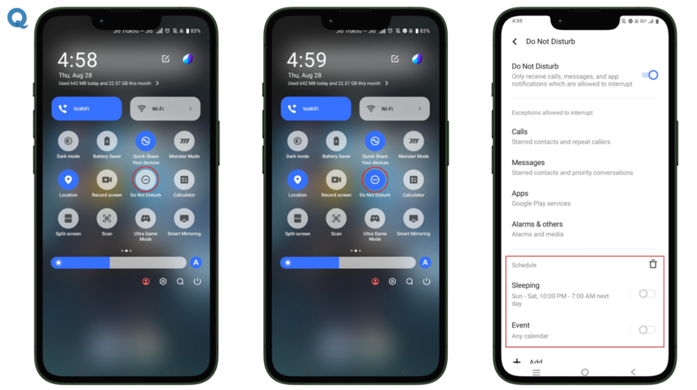 enshot showing how to activate DND mode on iPhone