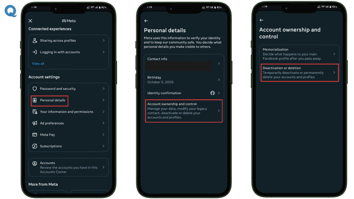 Screenshot showing how to delete Instagram account permanently