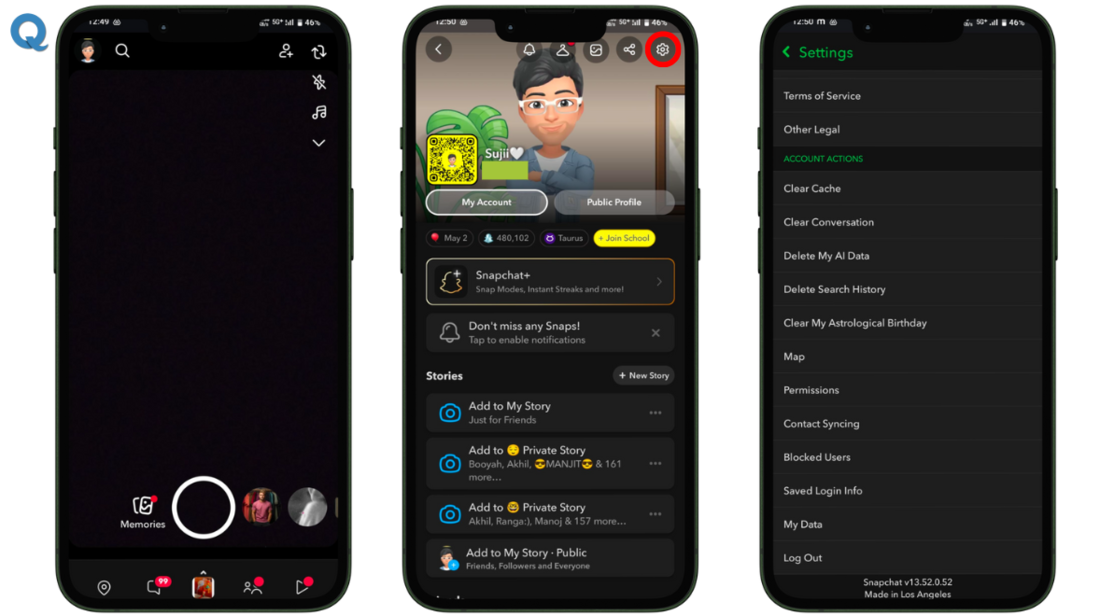 Screenshot showing how to delete Snapchat account safely