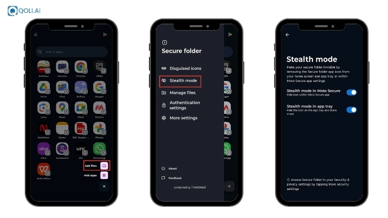 Screenshot showing how to hide apps on a Moto phone