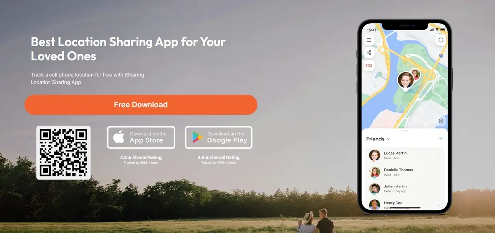 Real-time location updates using iSharing app