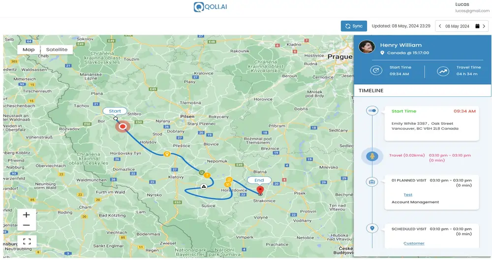 Live location view on the Qoli tracking dashboard