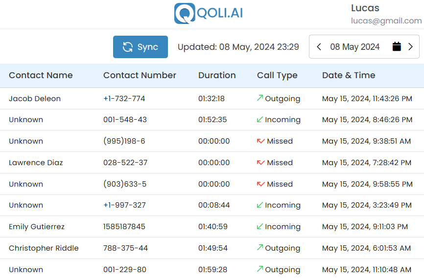 Call history demo